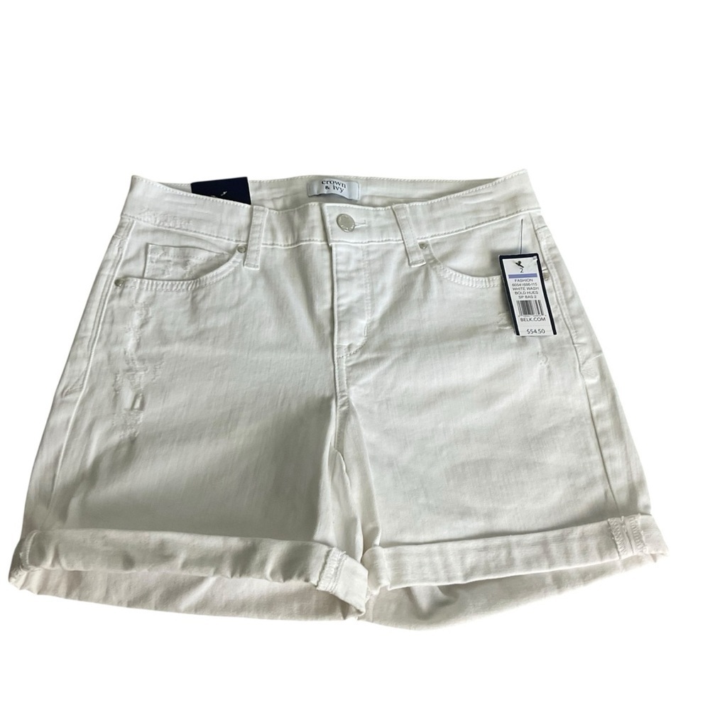 Crown & Ivy White Jean Shorts - Picture 1 of 7